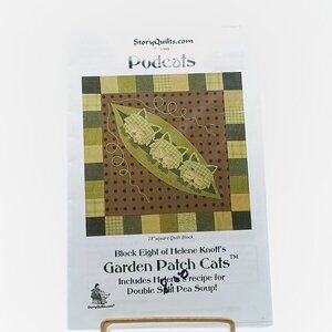 UNCUT Quilt Sewing Patterns, Podcats Garden Patch Cats Block Eight Applique